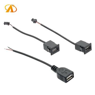 China COMPUTER Enclosed USB Cable Female Square Single Left USB 2.0 With Panel Flow Mount Cable OEM DIY USB Charging Cable for sale