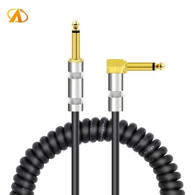 China HOME THEATER coiled PU 6.35MM 3M straight instrumentation cable/electric guitar coiled bass cable corner guitar audio cable for sale