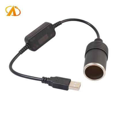 China Telecom USB A Male To Female Car 12V USB 5V Cigarette Lighter Plug Converter Cable To 12V Power Cable Booster 30CM for sale