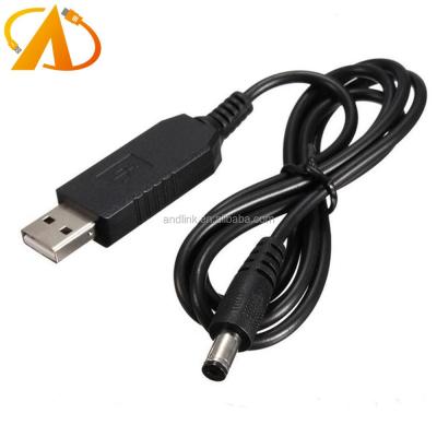 China Telecommunication USB 5V to 12V Module Converter Cable Cord 2.1x5.5mm Booster Male Plug USB to DC Power Cable for sale