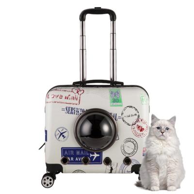 China Luxury Portable Transport Stocked Carry On Wheel Rolling Case Capsule Astronaut Travel Luggage Suitcase Bag Cat Carrier Dog Trolley for sale