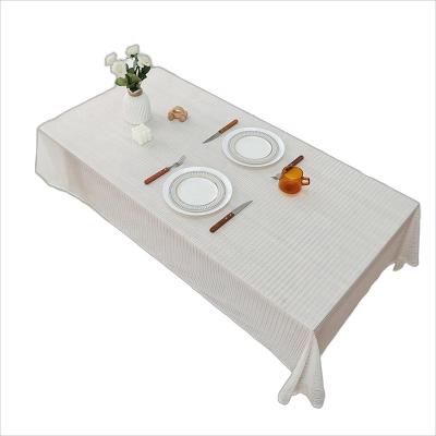 China Disposable Rectangular Table Cloth With Crimping Wholesale Fishbone Yarn Gauze Dining Table Cover For Banquet Hotel Home Party Tablecloths for sale