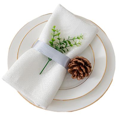 China Disposable White Polyester Jacquard Napkin For Wedding Party Customized Luxury Durable Elegant Square Table Cloth Handmade Dinner Napkins for sale