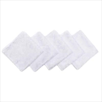 China Disposable White Embossed Napkins For Wedding Edge-Roller Placemats For Dining Table Cloth Handmade Washable Polyester Fabric Square Napkin for sale