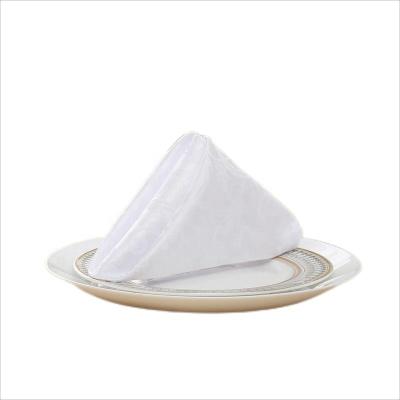 China Disposable Square Dinner Napkin Weddings Restaurant Hotel Event Table Napkins Decor Cloth Luxury White Foldable Embossed Polyester Napkin for sale