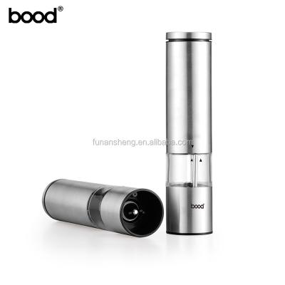 China Sustainable electric stainless steel salt and pepper grinder/cylinder salt and pepper grinder/light function for sale