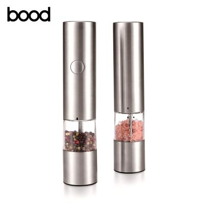 China Sustainable Electric Stainless Steel Salt And Pepper Grinder Side Button Electric Salt And Pepper Grinder for sale