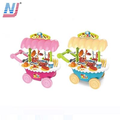 China Funny Color Light and Music Carryover BBQ BBQ Cart Pretend Kitchen Toys with Color Light and Music for Kids for sale