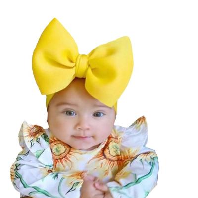 China Fabric 18 Colors Manufacturer Factory Hot Sale Big Solid Simple Bow Headband Soft Brand Kids Headwear Hair Accessories for sale