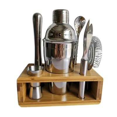 China Viable Custom Bartender Cocktail Shaker Bar Kit from AMAZONE Logo Premium Quality Stainless Steel Small Set with Stand for sale