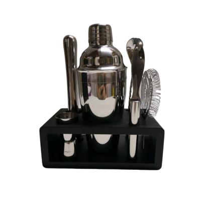 China Viable Custom Bartender Cocktail Shaker Bar Kit from AMAZONE Logo Premium Quality Stainless Steel Small Set with Stand for sale