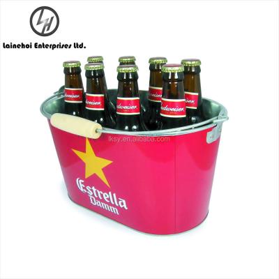 China Sustainable Shape Custom Printed Oval Ice Bucket With Handle for sale