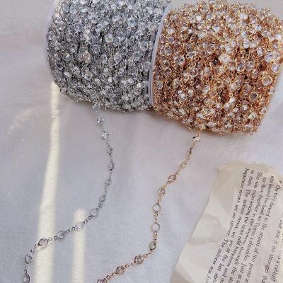 China Environmentally friendly DIY popular accessories high quality pure copper color preserving zircon treble lower chain for sale