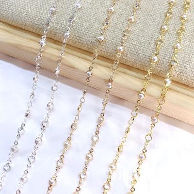 China DIY Jewelry Accessories Environmental Friendly Hot Selling Pure Copper Color Preserving Electroplating 4mm Wrapped Bead With Crystal Chain for sale