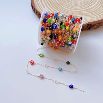 China 2023 Environmentally Friendly DIY Jewelry Accessories Colorful Chandelier Pattern Colorful Geometric Beads Thousand Flowers Small Scattering Chain for sale