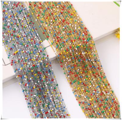 China Environmentally Friendly Hot Selling Gold And Silver Alloy Manual Chain O Ring Color Beads DIY Accessories Chain for sale