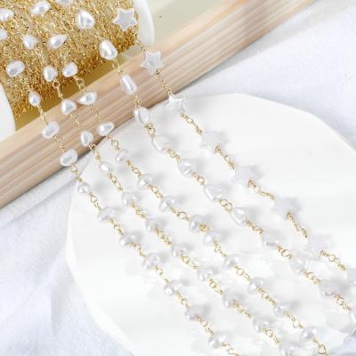 China Environmental Friendly Hot Selling Special Shaped Pearl Copper Plated DIY Jewelry Accessories Chain for sale