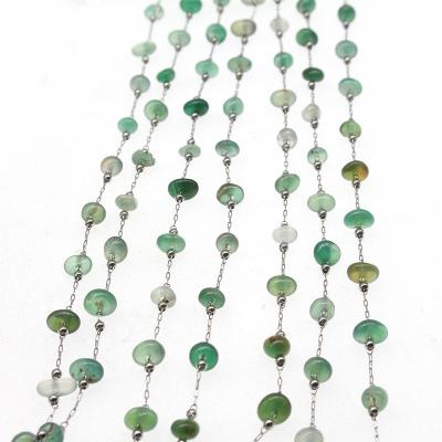 China Environmental Friendly Popular Manual Natural Stone Handwork Accessories Stainless Steel DIY Material Green Agate Chain for sale