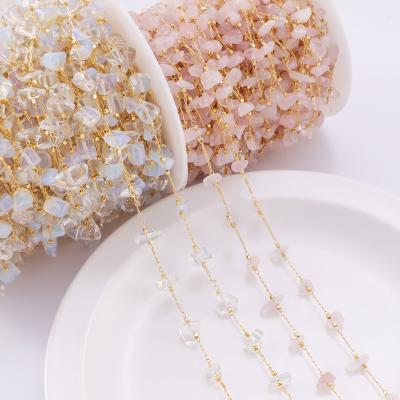 China Environmentally Friendly Hot Selling 18K Color Preserving Powder DIY Crystal Opal Personality Macadam Irregular Loose Chain for sale