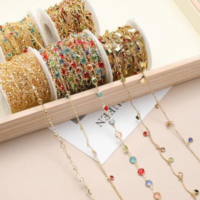 China Hot Selling Environmental Friendly Copper 14K Gold Plated Color Preserving DIY Material Crystal Necklace Hand Chain for sale