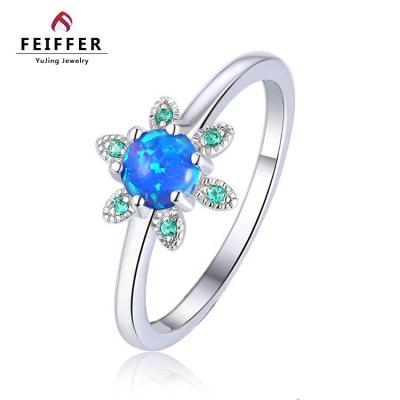 China FASHIONABLE Blue Fire Opal Jewelry 925 Silver Australian Opal Jewelry Engagement Ring For Party for sale