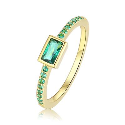 China Newest FASHIONABLE Silver Baguette Ring Design Simple Emerald Stone 925 Sterling Silver Ring Women Diamond Cut Jewelry for sale