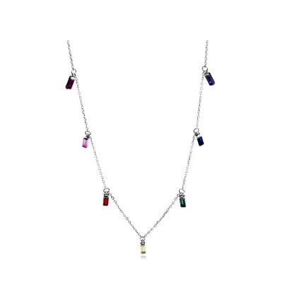 China TRENDY Hot Sales Custom Necklace 925 Silver Fashion Jewelry Colorful Stone Choker Necklace for sale