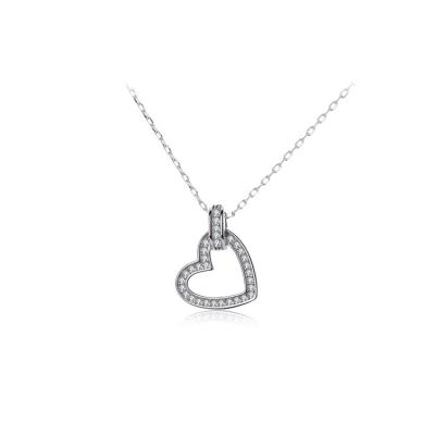 China Best Quality FASHIONABLE Cute Heart Sterling Silver Elegant Necklace Pearl White Zircon Wear Necklace for sale