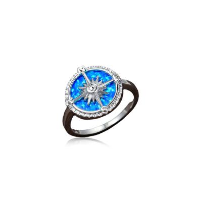 China Unique Hyperbola Design Mysterious Compass Creative Created Fire Opal Rings Jewelry Brass Ring for sale