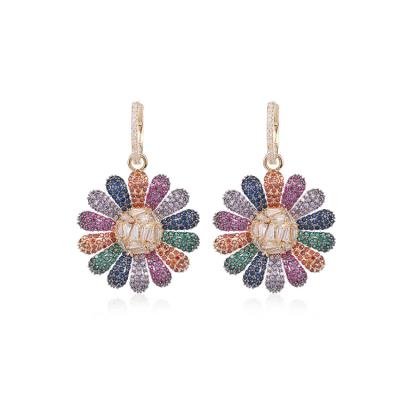 China Fashion Cute Colorful Stone Jewelry Brass Flower Earring for sale