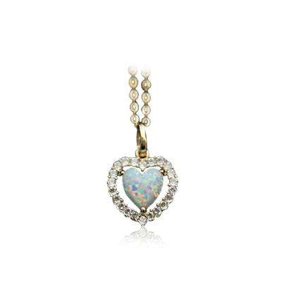 China Romantic Luxury Jewelry Necklace Brass Opal Gold Plated Heart Pendant Party Gift for sale