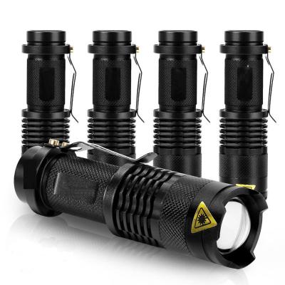 China Customized High Power Camping Waterproof Zoomable Mini Torch 14500/AA Powered Q5 Mini Led Flashlight With Tactical Clip for sale