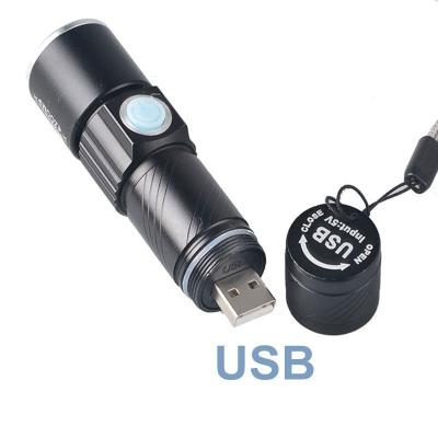 China USB Rechargeable Mini Zoomable Flashlight Camping 3 Mode Outdoor LED Flashlight for sale