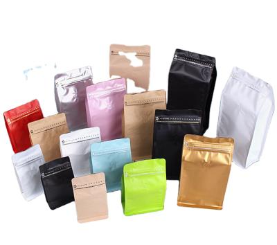 China Coffee Bean Bag Self-supporting Air Valve Kraft Aluminum Foil Zipper Bag Recyclable Octagonal Sealing Custom Bag for sale