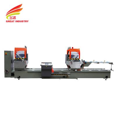 China Building Material Shops Aluminum CNC Machine Double Head Oblique Cutting Automatic Screen Saw With Screen 50 x 470 for sale