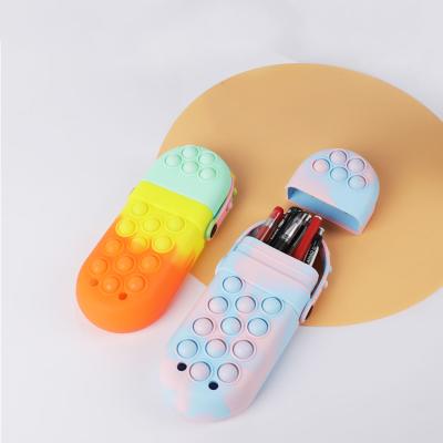 China 2 Food-Safe Materials in 1 Kids Push Bubble Pen Case Stationery Bag Silicone Pop Pop Toy Pencil Case Funda Lapiz Women Lady Cosmetic Bags for sale