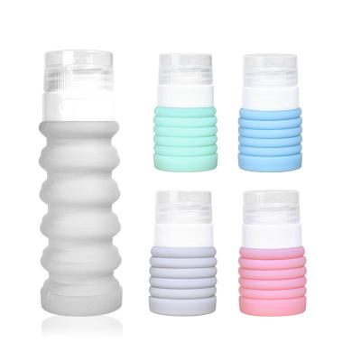 China Easy To Carry Collapsible Collapsible Travel Bottles Collapsible Reusable Drinking Bottle Sports Silicon Travel Size Sports Silicone Drinking Bottle for sale