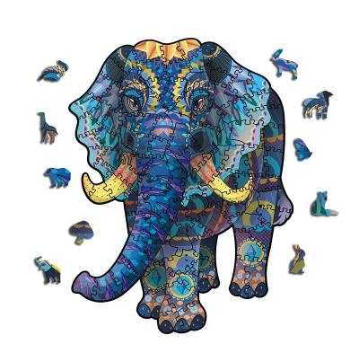 China DIY Custom Logo 100PCS Kids Educational Unique Toys 3D Animal Shaped Puzzle Owl Dinosaur Elephant A5 Wooden Puzzle for sale