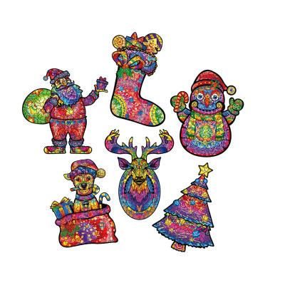 China DIY Kids Toys Christmas Puzzle Game Rompecabezas De Madera 3D Children Wooden Animals Educational Jigsaw Puzzles for sale