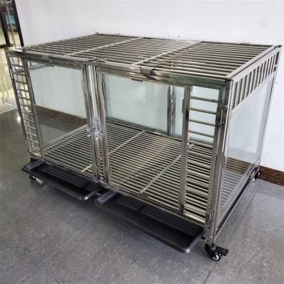 China Customizable Breathable Tempered Glass Single Layer Double Door Dog Crates For Dog Establishments for sale