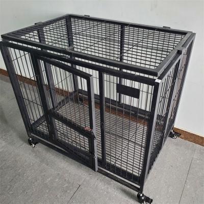 China Breathable Customizable Single Layer Collapsible Heavy Duty Indoor Dog Cage Collapsible Dog Cage Iron Double Door Dog Cage for sale