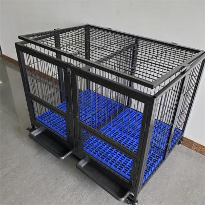 China Customizable Folding Dog Kennel Double Door Breathable Single Layer Large Dog Cage Cheap Crate for sale