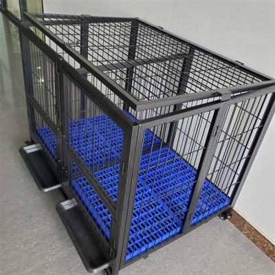 China Breathable Single Layer Giant Customizable Dog Cage Black Dog Cage Plastic Double Door Floor for sale