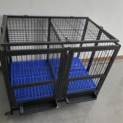 China Breathable Single Layer Large Dog Cage Transport Foldable Double Door Dog Cage for sale