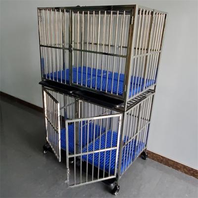 China Breathable Factory Direct Double Layer Three Folding Dog Cage Stainless Steel Pet Kennel Cage Large Doors for sale