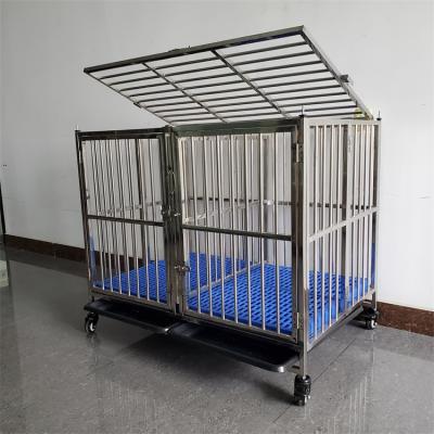 China Breathable Double Door Stainless Steel Single Layer Dog Cages Solid Dog Cage Kennel For Pet for sale