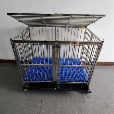 China Breathable Single Layer Folding Large Pet Dog Cage Stainless Steel Dog Cage Outdoor Double Door Kennel for sale