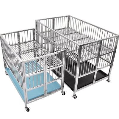 China Breathable Tainless Puppy Cage Folding Heavy Duty Stainless Steel Dog Cage Large Dog Cage for sale