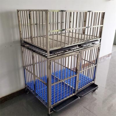 China Breathable Movable With Pulleys And With Stainless Steel Cage Dog Fence Metal Guardrail Customized Folding Pet Cage for sale