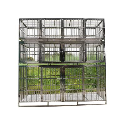 China Breathable Three Layers And Six Doors Collapsible Stackable Commercial Stainless Steel Dog Cages With Wheels for sale